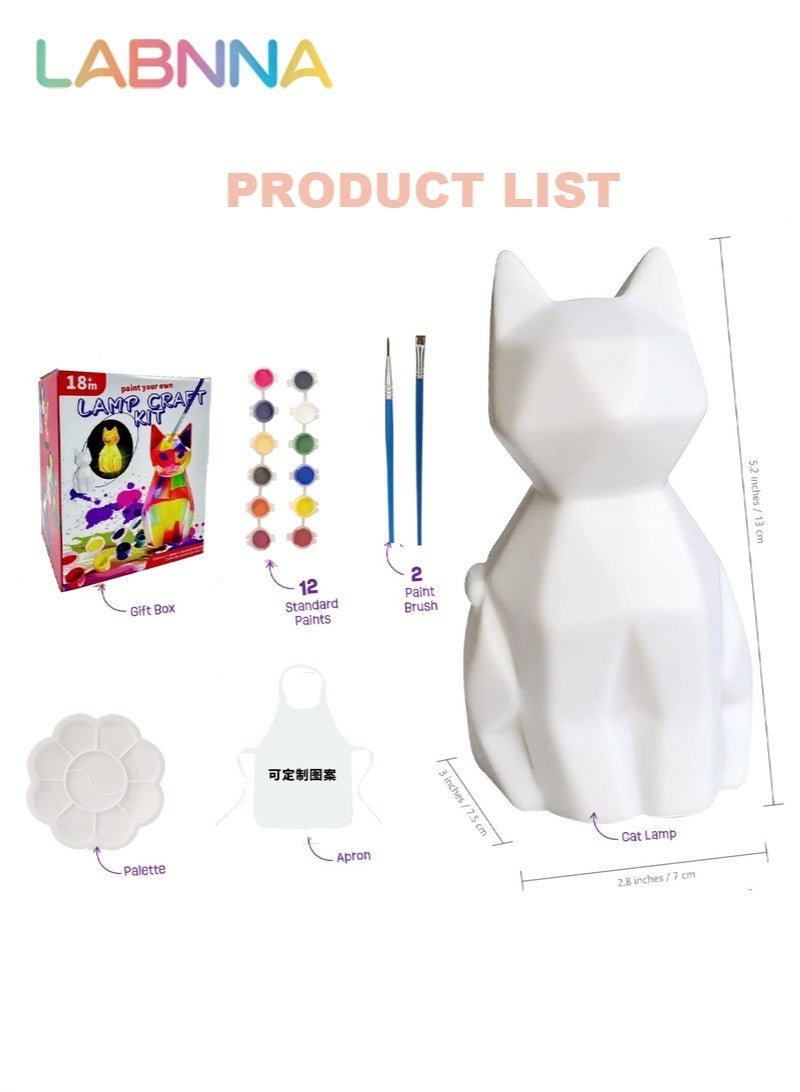 LABNNA Paint Your Own Cat Lamp Kit, Arts and Crafts for Kids Ages 8-12, Art Supplies Painting kit for Kids 6-12, Cat Night Light Toys Girls Boy Birthday Gifts for Kid Ages 3 4 5 6 7 8 9 10 11 12+ - Image 4
